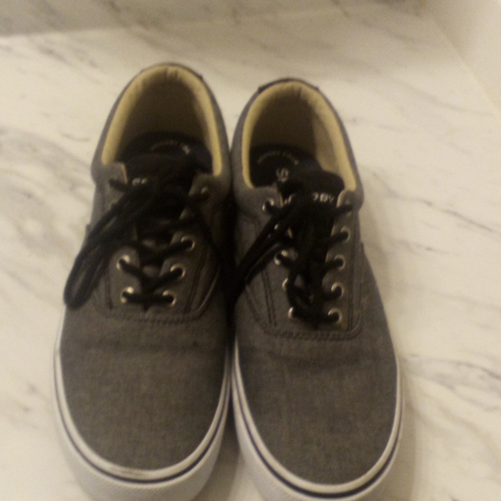 Grey and white Sperry shoes womens12.5